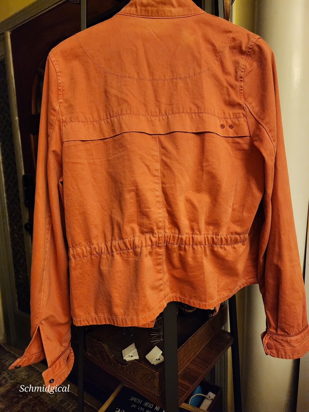 Hei Hei Anthropolgie Women's Rust Orange Utility Jacket Ruffles Sunfaded Cozy - Picture 6 of 8